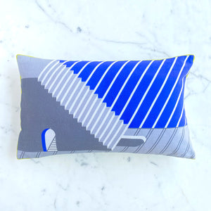 Indigo Blue Lumbar Cushion Cover, 100% Cotton. Borderline PLAY